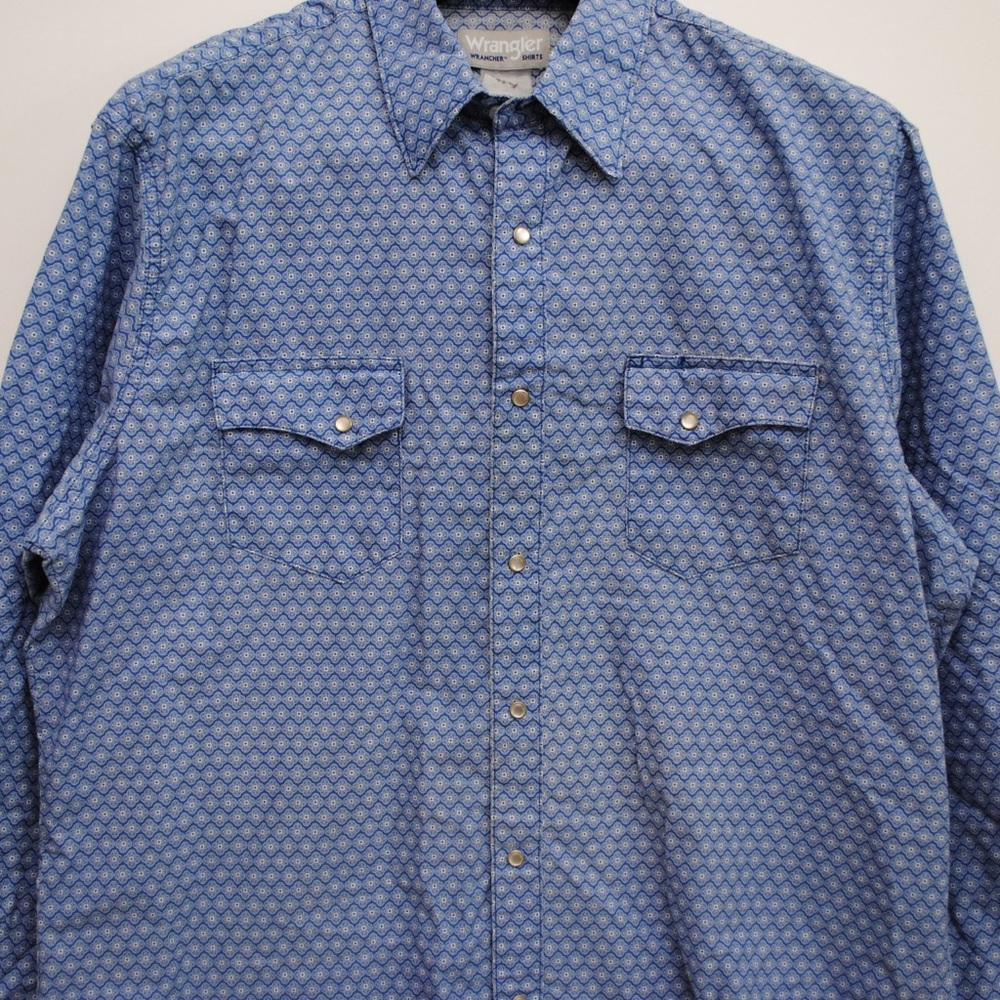 Wrangler Men's Rancher Shirt Vintage Pearl Snap Long Sleeve Size L No Size Tag